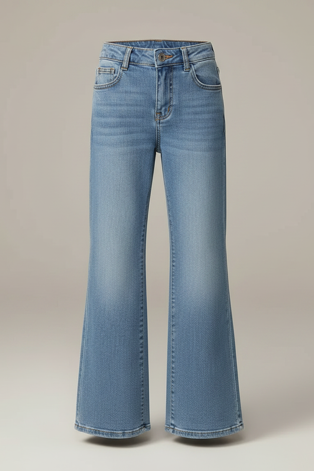 Pantalon Patte D'Éléphant Denim Bleu Clair Ample Décontracté - Jean - vue 3