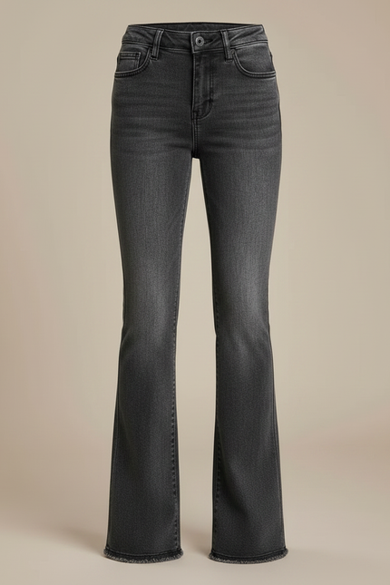 Pantalon Patte D'Éléphant Gris Taille Haute Évasé Enfant - Jean - vue 3