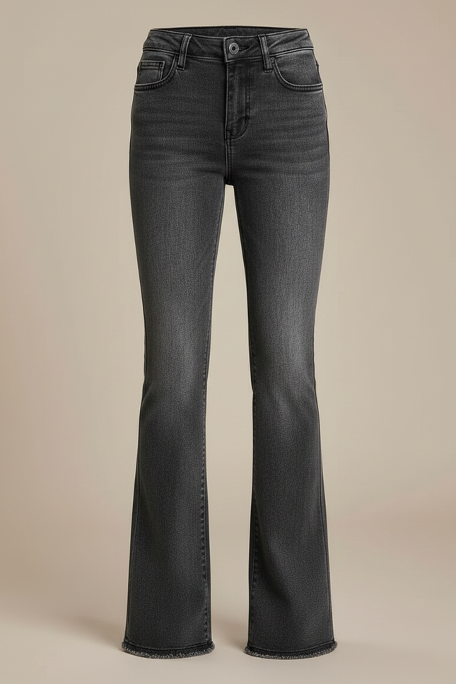 Pantalon Patte D'Éléphant Gris Taille Haute Évasé Enfant - Jean - vue 3