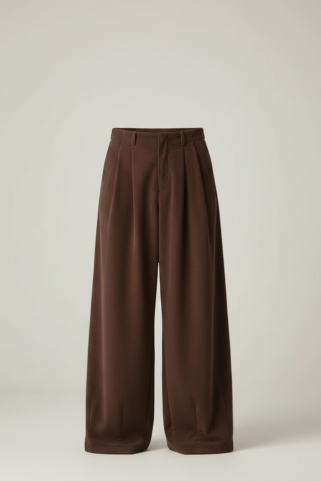Pantalon Patte D'Éléphant Marron Côtelé Ample Décontracté Homme - Cordé - vue 3