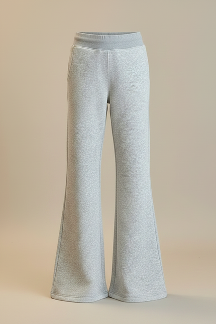 Pantalon Patte D'Éléphant Gris Chiné Ample Molleton Décontracté - vue 3