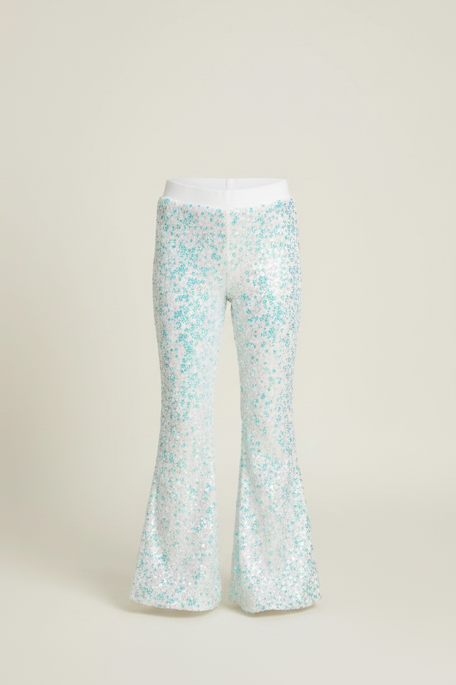 Pantalon Patte D'Éléphant Paillettes Blanches Turquoise Évasé Confortable Fille - Multicolore Polyester - vue 3