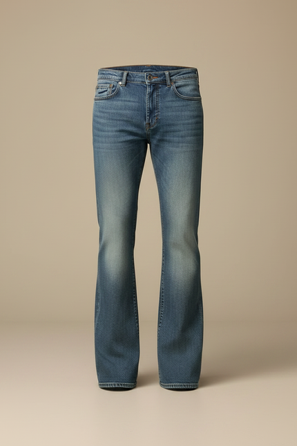 Pantalon Patte D'Éléphant Jean Denim Bleu Classique Homme - vue 3