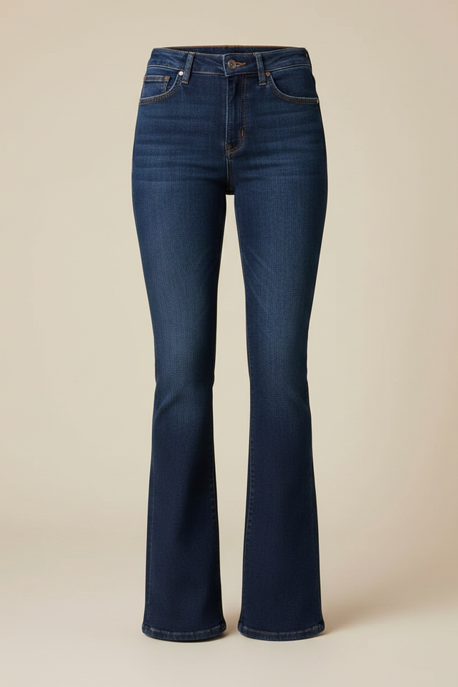 Pantalon Patte D'Éléphant Bleu Denim Bas Évasé Taille Standard - Marine Jean - vue 3
