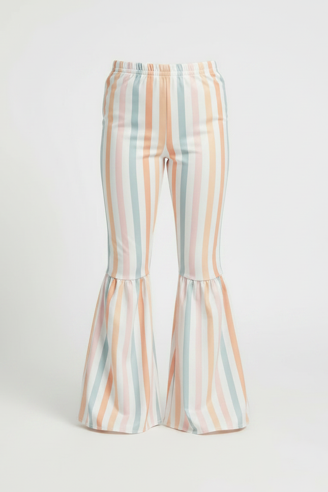Pantalon Patte D'Éléphant Rayé Multicolore Évasé Confortable Fille - Polyester - vue 3