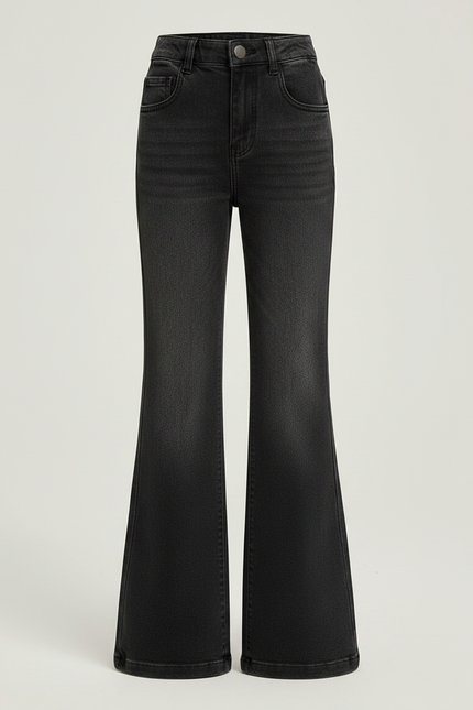 Pantalon Patte D'Éléphant Noir Jean Taille Haute Fille - vue 3