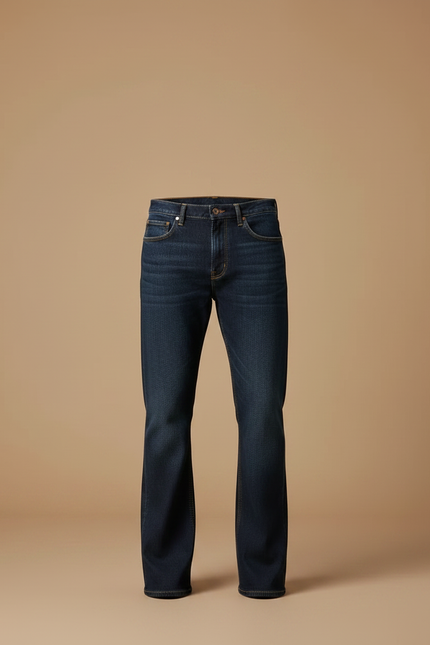 Pantalon Patte D'Éléphant Homme Jean Bleu Classique Délavé - Marine - vue 3