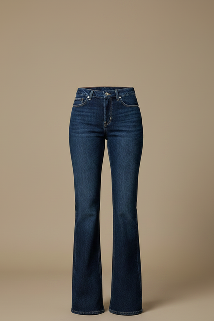 Pantalon Patte D'Éléphant Bleu Denim Étoile Blanche Évasé - Jean - vue 3