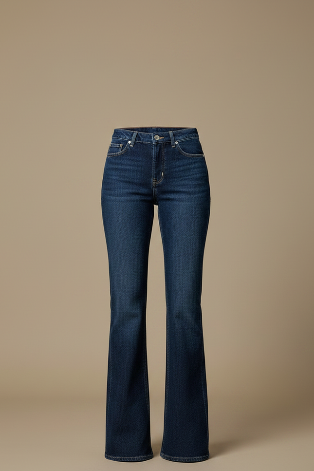 Pantalon Patte D'Éléphant Bleu Denim Étoile Blanche Évasé - Jean - vue 3