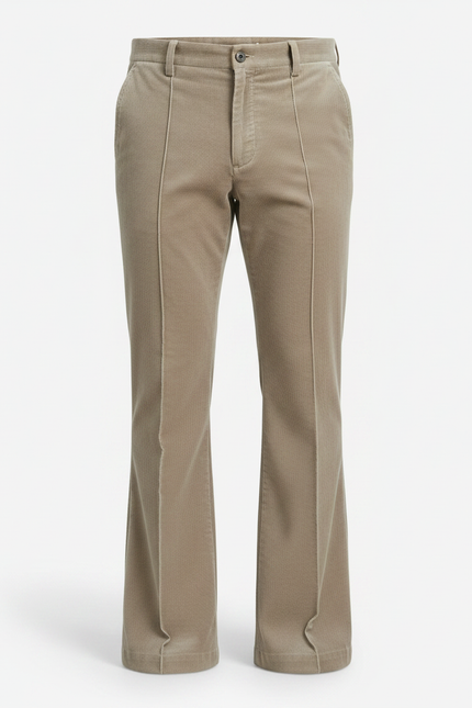 Pantalon Patte D'Éléphant Velours Côtelé Beige Évasé Homme - Cordé - vue 3