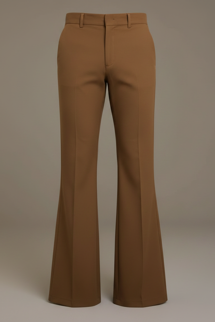 Pantalon Patte D'Éléphant Marron Classique Homme Évasé Décontracté - Gabardine - vue 3