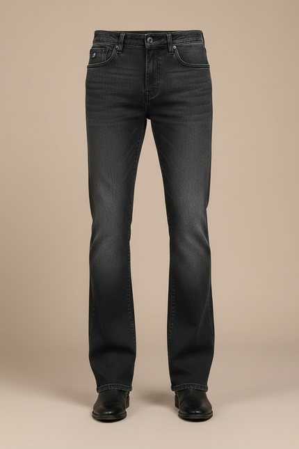 Pantalon Patte D'Éléphant Noir Denim Classique Confortable Homme - Jean - vue 3