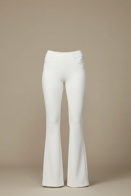 Pantalon Patte D'Éléphant Blanc Découpes Latérales Stretch Femme - Maille - vue 3