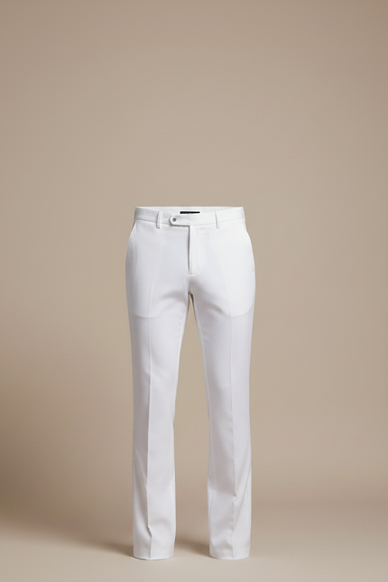 Pantalon Patte D'Éléphant Blanc Homme Élégant Ajusté Classique - Gabardine - vue 3