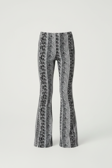 Pantalon Patte D'Éléphant Imprimé Élastique Ajusté Décontracté - Maille - vue 3