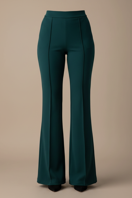 Pantalon Patte D'Éléphant Vert Émeraude Taille Haute Élégant Femme - Polyester - vue 3