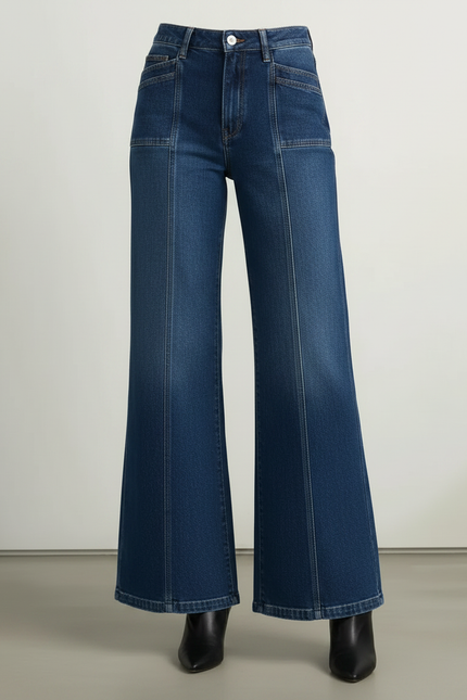 Pantalon Patte D'Éléphant Jean Bleu Coupe Large Confortable - vue 3