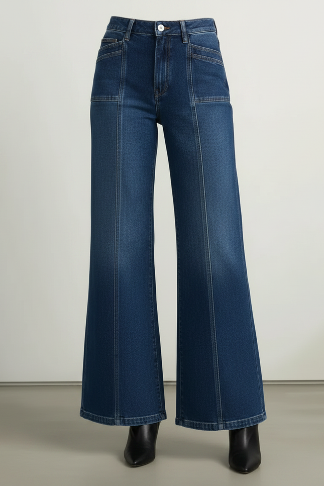 Pantalon Patte D'Éléphant Jean Bleu Coupe Large Confortable - vue 3
