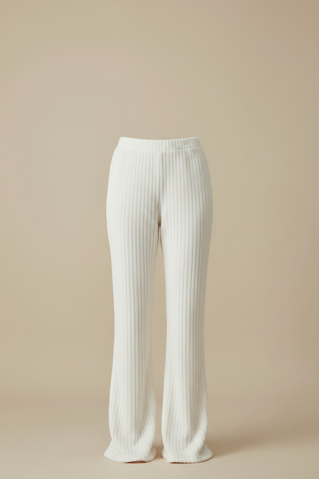 Pantalon Patte D'Éléphant Blanc Côtelé Ample Confortable - Molleton - vue 3