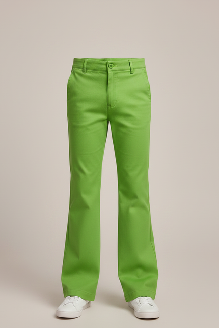 Pantalon Patte D'Éléphant Vert Vif Coupe Évasée Enfant - Gabardine - vue 3