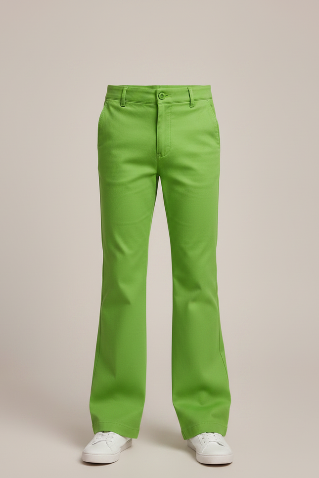 Pantalon Patte D'Éléphant Vert Vif Coupe Évasée Enfant - Gabardine - vue 3