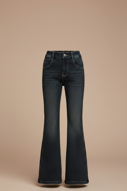 Pantalon Patte D'Éléphant Denim Bleu Foncé Évasé Enfant - Marine Jean - vue 3