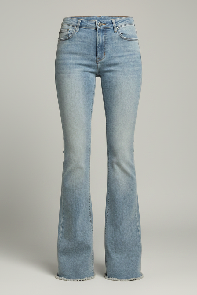 Pantalon Patte D'Éléphant Bleu Clair Denim Évasé Taille Basse - Jean - vue 3