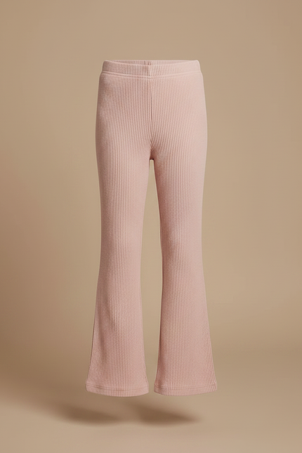 Pantalon Patte D'Éléphant Rose Côtelé Évasé Confortable Doux - Maille - vue 3