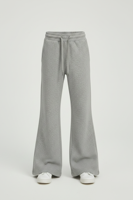 Pantalon Patte D'Éléphant Gris Chiné Décontracté Enfant Confortable - Molleton - vue 3
