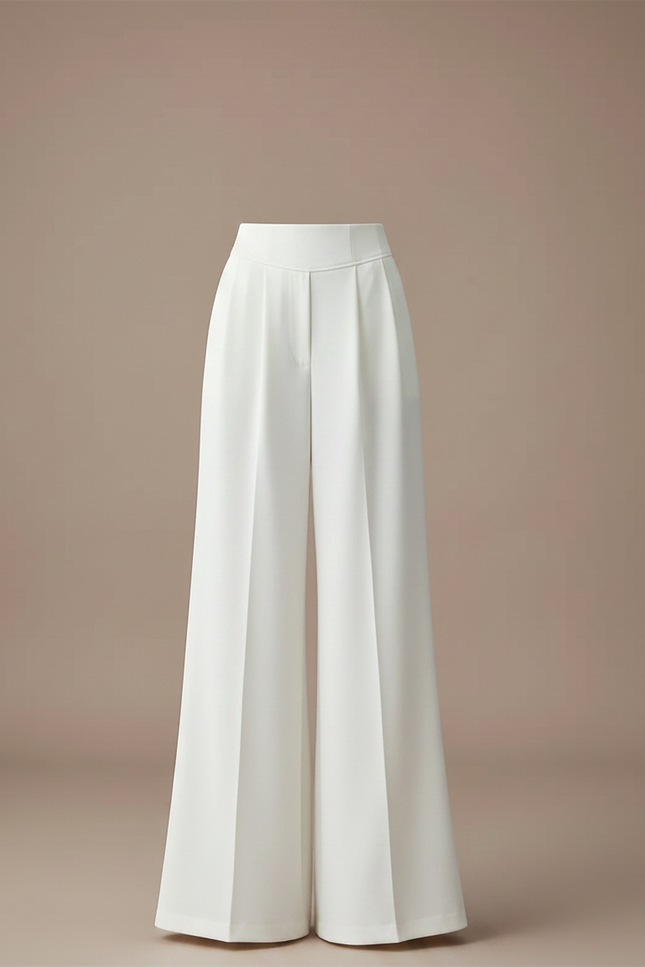 Pantalon Patte D'éléphant Blanc Femme - Polyester - vue 3
