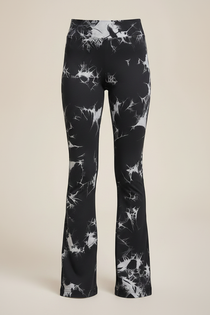 Pantalon Patte D'Éléphant Tie-Dye Noir Blanc Évasé Fille - Imprimé Polyester - vue 3