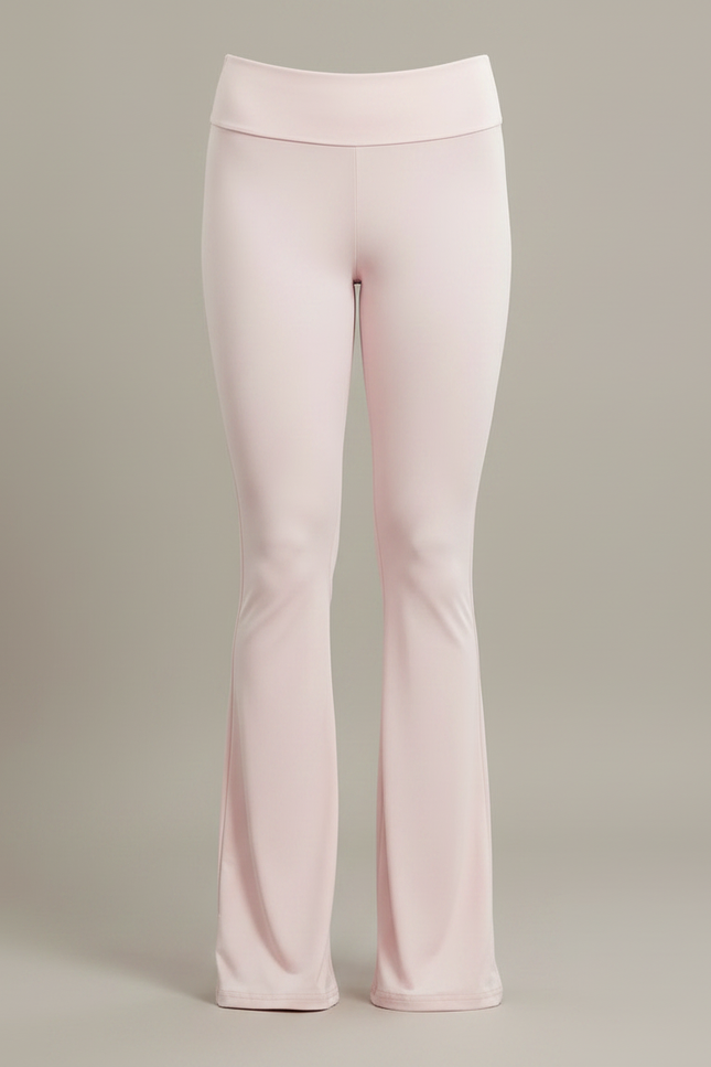 Pantalon Patte D'Éléphant Rose Poudré Taille Basse Évasé Confortable - Polyester - vue 3