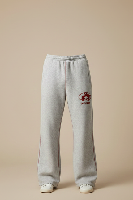 Pantalon Patte D'Éléphant Gris Sportif Évasé Homme - Molleton - vue 3