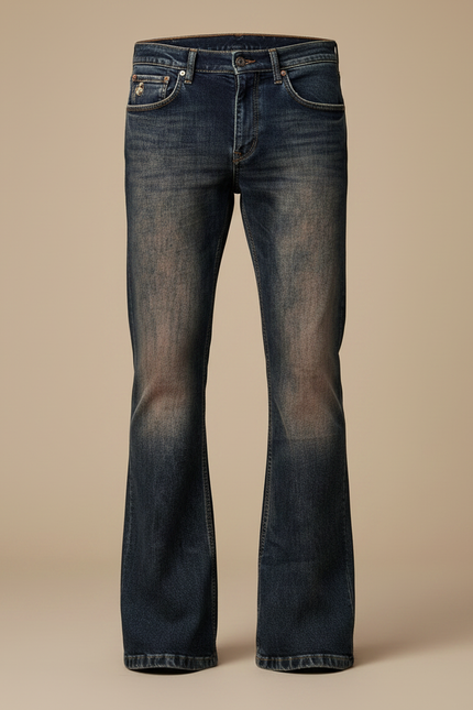 Pantalon Patte D'Éléphant Denim Homme Vintage Décontracté Évasé - Marine Jean - vue 3