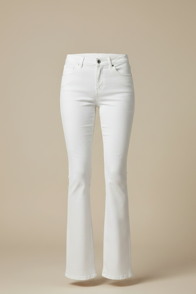 Pantalon Patte D'Éléphant Blanc Taille Haute Stretch Coupe Évasée - Jean - vue 3