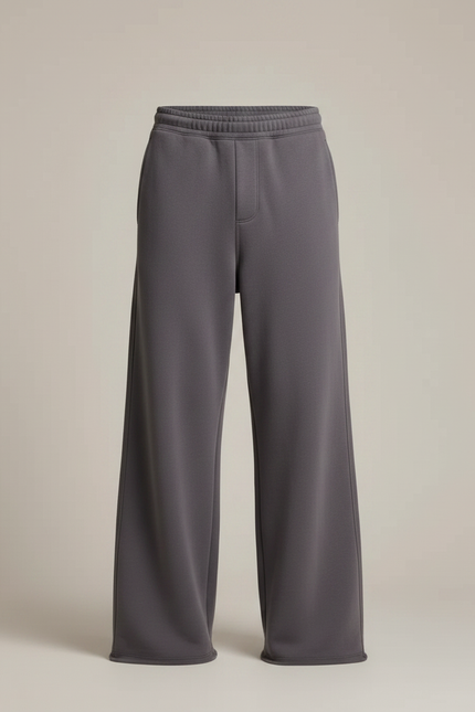 Pantalon Patte D'Éléphant Gris Ample Coton Décontracté - Molleton - vue 3