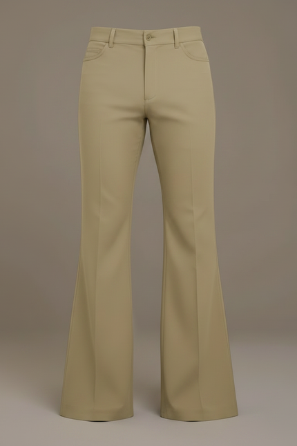 Pantalon Patte D'Éléphant Beige Homme Évasé Classique Décontracté - Polyester - vue 3