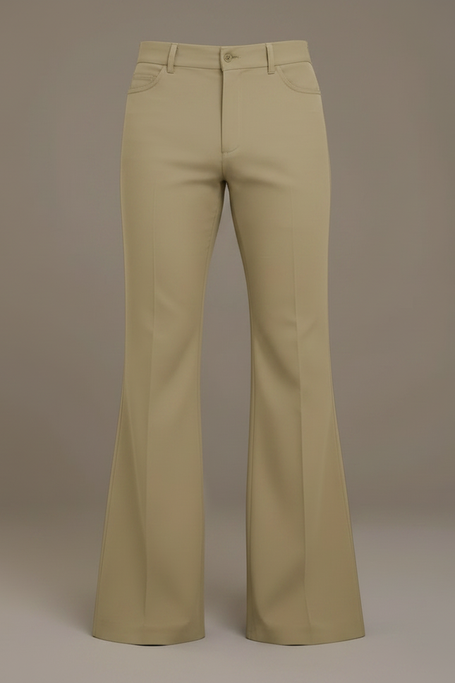 Pantalon Patte D'Éléphant Beige Homme Évasé Classique Décontracté - Polyester - vue 3