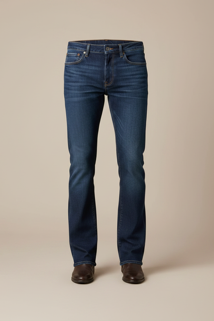 Pantalon Patte D'Éléphant Jean Bleu Coupe Droite Homme - vue 3