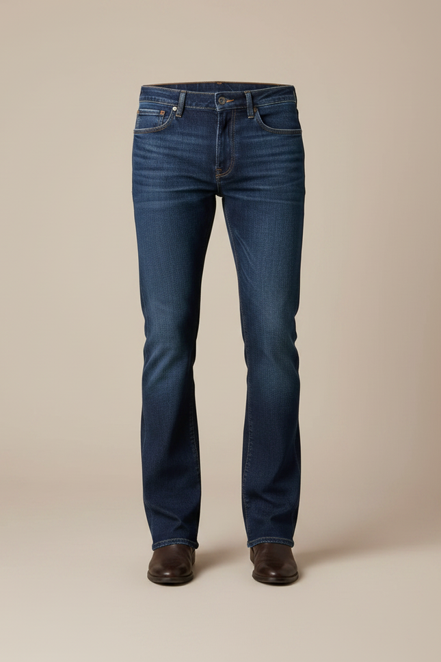Pantalon Patte D'Éléphant Jean Bleu Coupe Droite Homme - vue 3