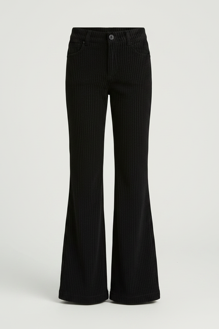 Pantalon Patte D'Éléphant Noir Côtelé Évasé Fille Hiver - Cordé - vue 3
