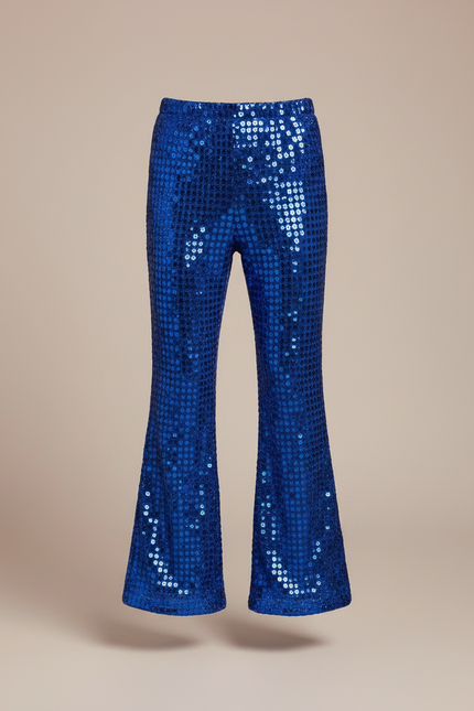 Pantalon Patte D'Éléphant Bleu Pailleté Brillant Évasé Enfant - Polyester - vue 3
