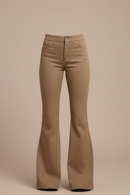 Pantalon Patte D'Éléphant Marron Taille Haute Évasé Fille - Simili cuir - vue 3