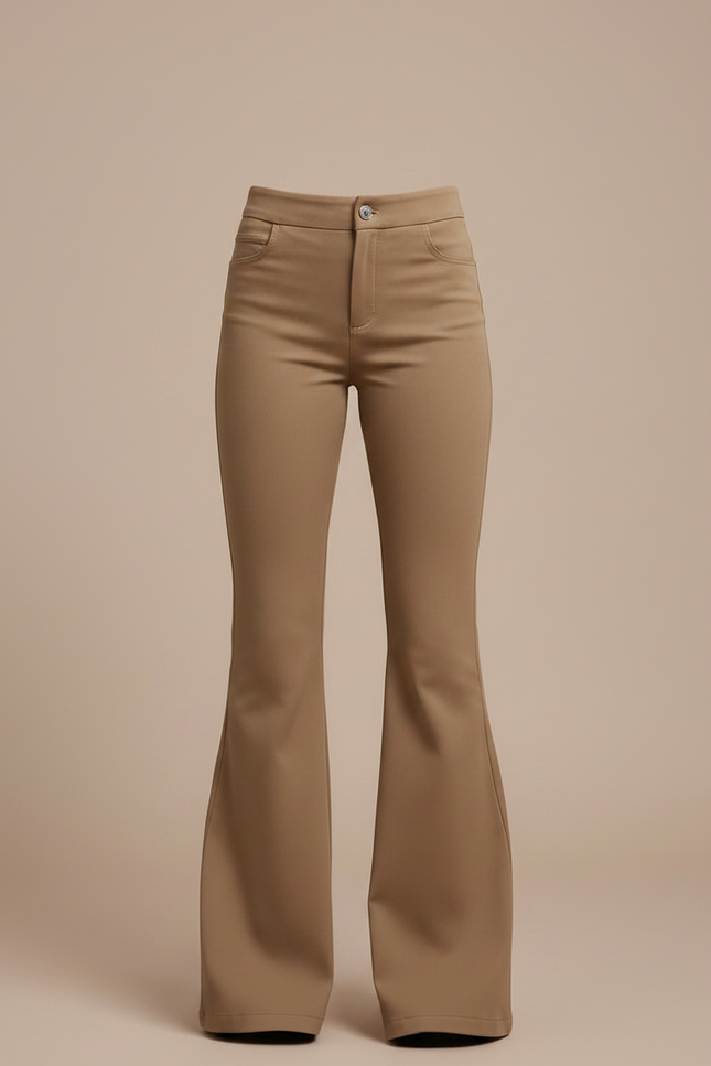 Pantalon Patte D'Éléphant Marron Taille Haute Évasé Fille - Simili cuir - vue 3
