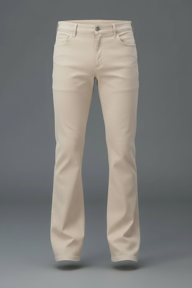 Pantalon Patte D'Éléphant Beige Homme Classique Décontracté - Gabardine - vue 3