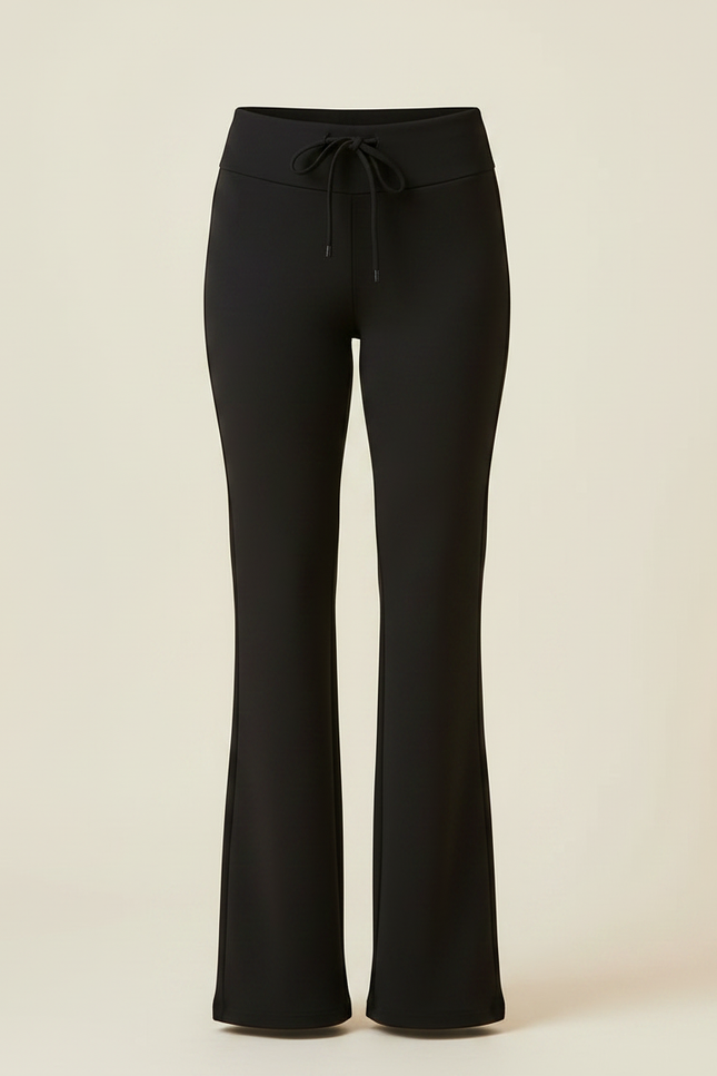 Pantalon Patte D'Éléphant Noir Uni Confortable Taille Haute - Polyester - vue 3