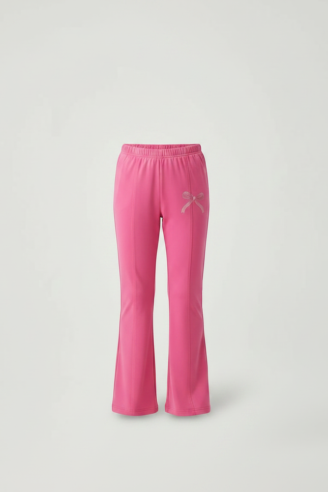 Pantalon Patte D'Éléphant Rose Évasé Imprimé Nœud Fille - Polyester - vue 3