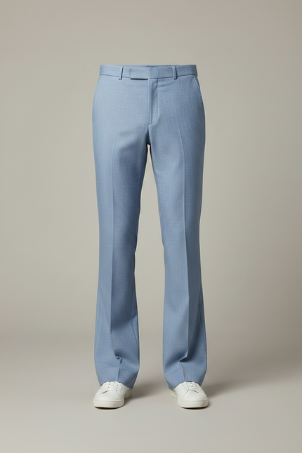Pantalon Patte D'Éléphant Bleu Clair Évasé Homme Élégant - Gabardine - vue 3