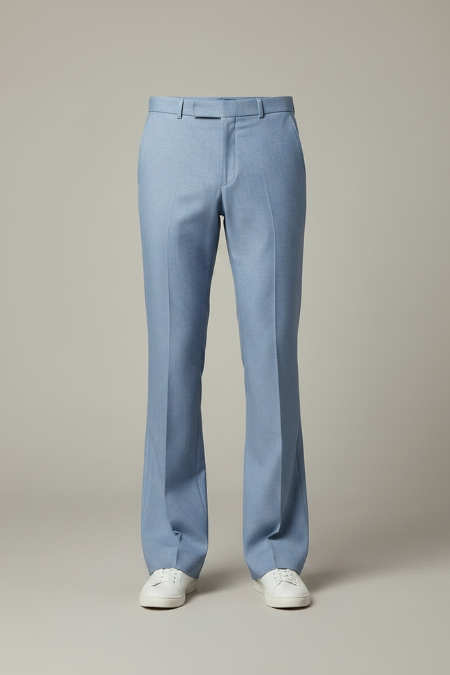Pantalon Patte D'Éléphant Bleu Clair Évasé Homme Élégant - Gabardine - vue 3