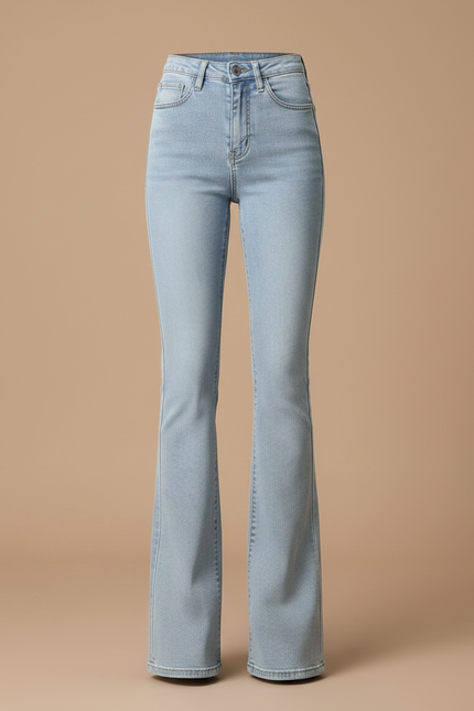 Pantalon Patte D'Éléphant Bleu Clair Denim Taille Haute Skinny - Jean - vue 3
